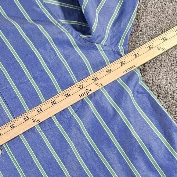 J Crew Secret Wash Classic Fit Blue,Green Stripe Button Down Shirt Men's Medium - Picture 5 of 9